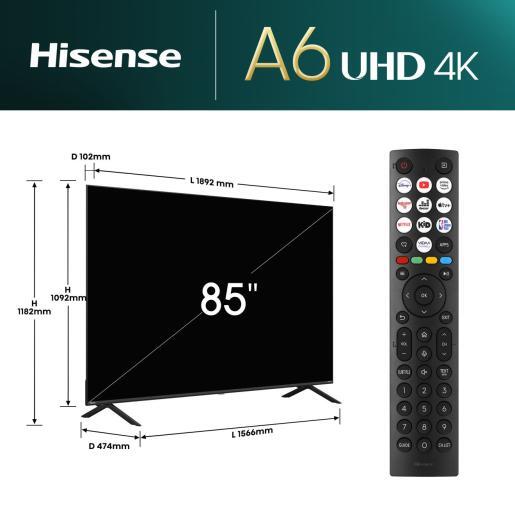 Hisense LED televizor 85A6N, 4K Ultra HD, Smart TV, VIDAA Smart OS, Direct Full Array, DTS Virtual X, Dolby Vision HDR **MODEL 2024**