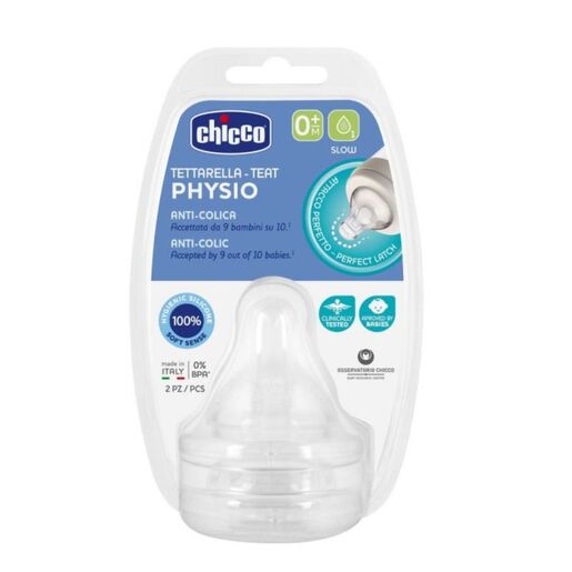 Chicco Silikonska duda za bočicu PERF5, WB, 0m+,1 rupica 2pcs