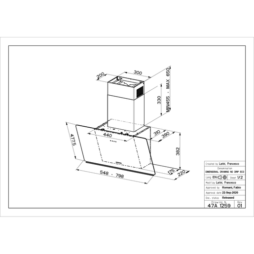 Faber napa Glam Light Zero Drip BK A80