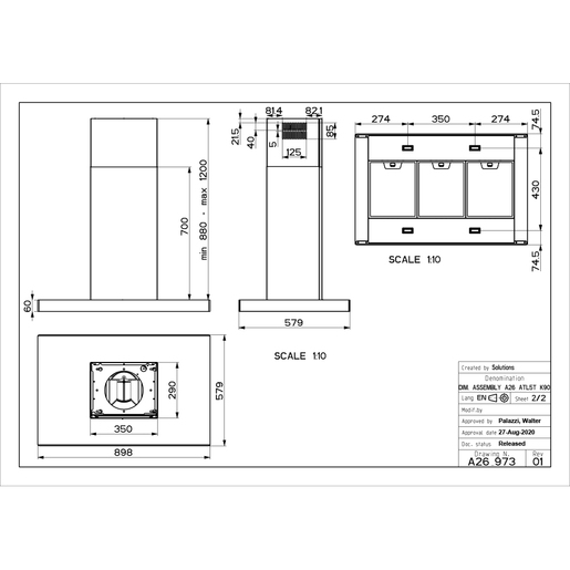 Faber napa Stilo Glass Smart Isola A90