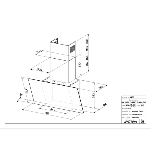 Faber napa Glam Light Zero Drip Plus BK M A80