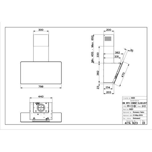 Faber napa Glam Light Zero Drip Plus BK M A80