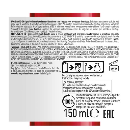 L'oreal-Professionnel Paris SE Blow Dry Fluidifier 10 u 1 krema za zaštitu od topline LP697733, 150 ml
