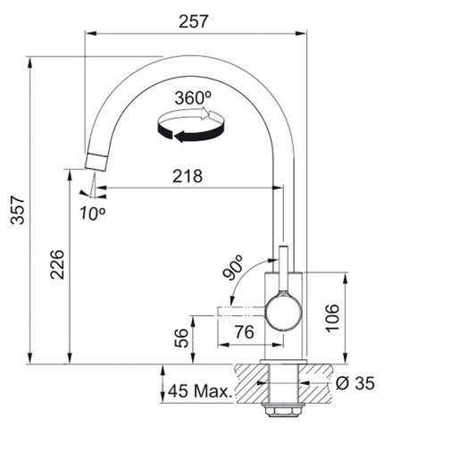 Franke česma Lina XL J slavina, krom