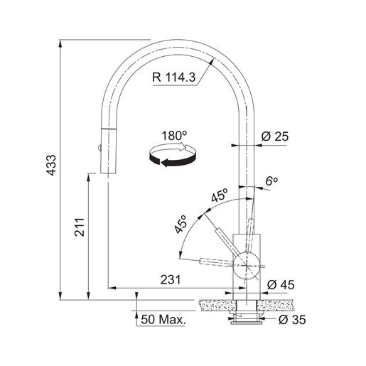 Franke česma Eos Neo Doccia - bakrena