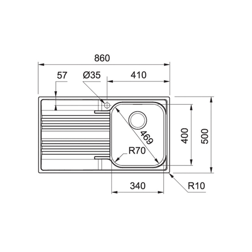 Franke sudoper Smart SRX 611-86, desni ocjeđivač