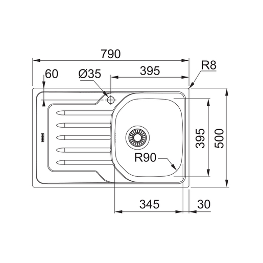 Franke sudoper Onda Line OLX 611-79, lijevi ocjeđivač