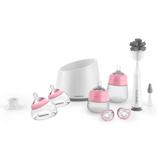 Nanobébé® Set za hranjenje – Roza/siva