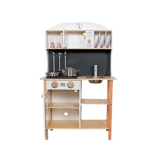 Evibell Dječija drvena kuhinja PRO sa dodacima Nature/White