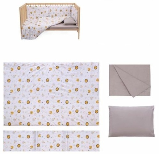 KUKKA set ogradica, jastuk, jorgan i posteljina (Lav, sivo) KFT1002