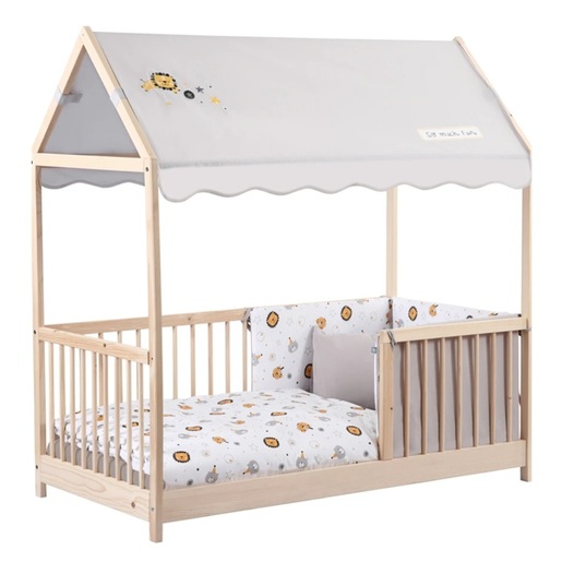 KUKKA set ogradica, jastuk, jorgan i posteljina (Lav, sivo) KFT1002