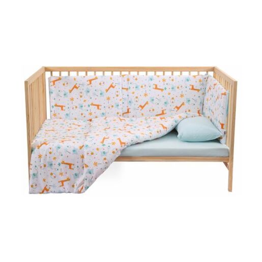 KUKKA set ogradica, jastuk, jorgan i posteljina (Giraffe Blue), KFT1001
