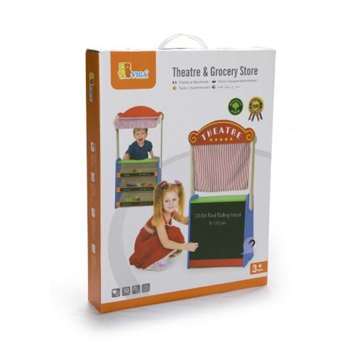 VIGA drveni set 2u1 - pozorište trgovina 44501