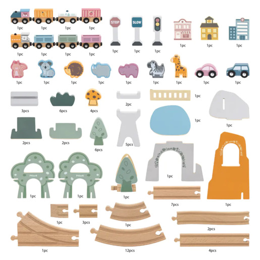 VIGA drveni voz set 92kom 44067