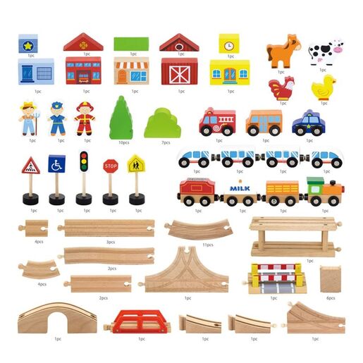 VIGA drveni voz set 90 kom 50998