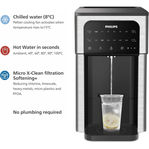 PHILIPS aparat za filtriranje i grijanje vode ADD5980S/10 - Uklanja nepoželjne mirise i primjese, Grije vodu, Bežično upravljanje, Kapacitet 2.5L