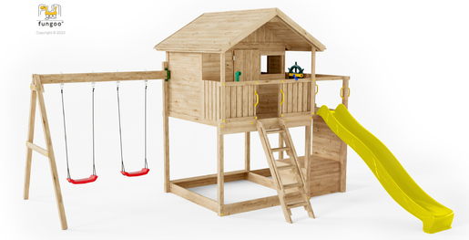 Fungoo drveno dječje igralište SUNSHINE s toboganom, set
