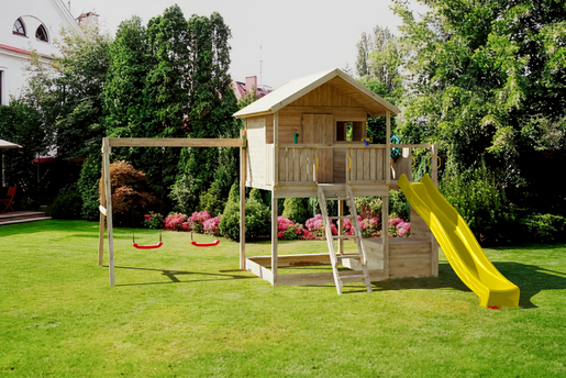 Fungoo drveno dječje igralište SUNSHINE s toboganom, set