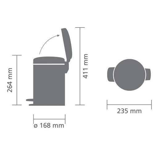 Brabantia Newicon Pedal kanta za smeće 3l, mat crna 113321