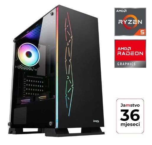 MSGW računar Gamer a157, AMD Ryzen 5 5600, 16 GB DDR4 RAM, 1 TB M.2 SSD, AMD RADEON RX 6600 XT 8GB GDDR6, FREE DOS, 3 godine garancije