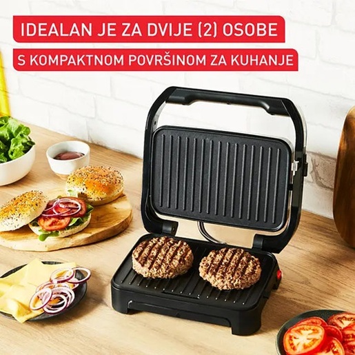 TEFAL električni roštilj GC270D10 Inicio Compact, 1000 W, neprijanjajuće ploče za kuhanje