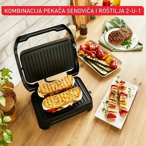 TEFAL električni roštilj GC270D10 Inicio Compact, 1000 W, neprijanjajuće ploče za kuhanje