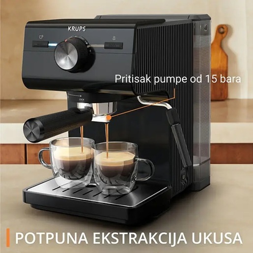KRUPS aparat za espresso kafu XP381810 ručni, crni