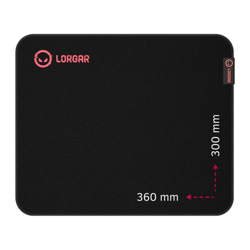 Lorgar podloga za miš Main 323, Gaming mouse pad, Precise control surface, Red anti-slip rubber base, size: 360mm x 300mm x 3mm, weight 0.21kg