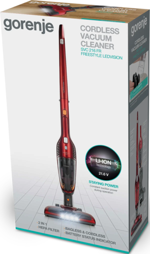 GORENJE štapni usisivač SVC216FR 21,6 V; 2-u-1; HEPA filtracija; rad do 60 min.