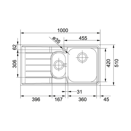 Franke sudoper Neptune NEX 651, desni ocjeđivač