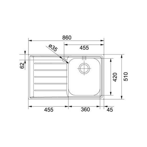 Franke sudoper Neptune NEX 611, lijevi ocjeđivač