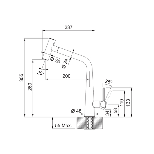 Franke česma za sudoper Icon Doccia - krom