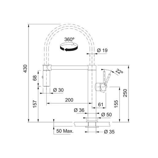 Franke česma Pescara Doccia L - INOX