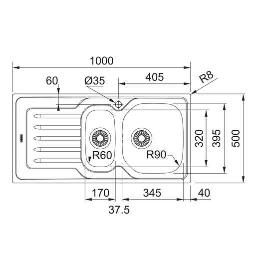 Franke sudoper Onda Line OLX 651, desni ocjeđivač