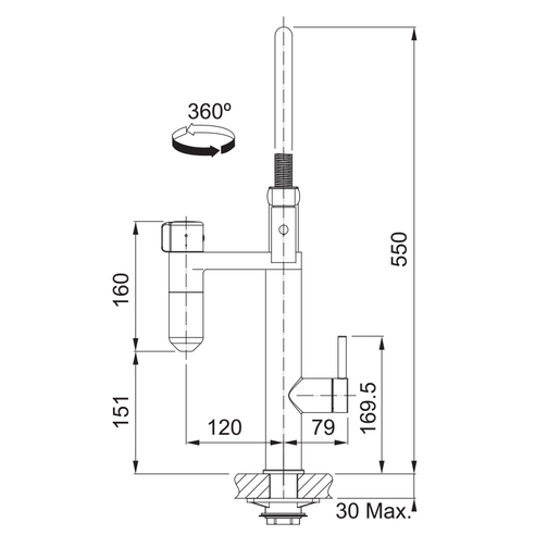 Franke česma za sudoper Vital Semi Pro - gun metal
