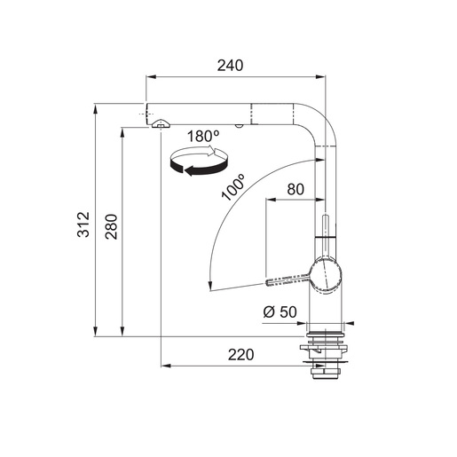 Franke česma za sudoper Active L Doccia - crna mat