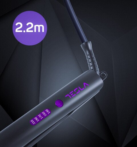 TESLA pegla za kosu STH300BP, do 210°C, LED indikator, crno - ljubičasta