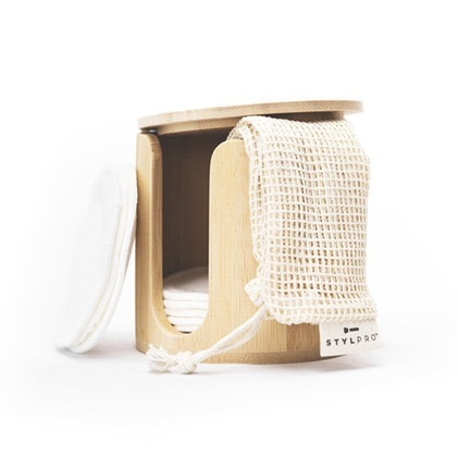 StylPro bamboo posuda s 8 višekratnih bambusovih jastučića za uklanjanje šminke LJ33270