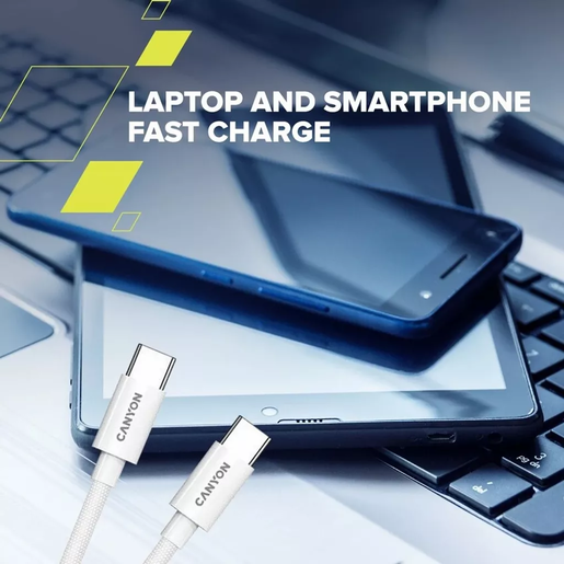 CANYON kabel CND-CC60AB20W, USB Type C - USB Type C