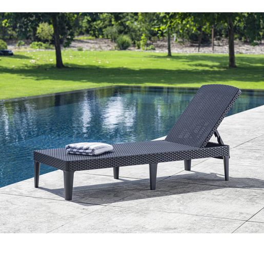 Keter vrtna ležaljka Jaipur 197 × 74 × 36 cm, ratan izgled, siva