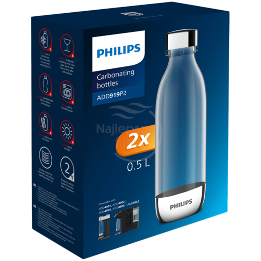 PHILIPS Boca za soda vodu VIVA, 0.5 l ADD919P2/10 (2 kom)