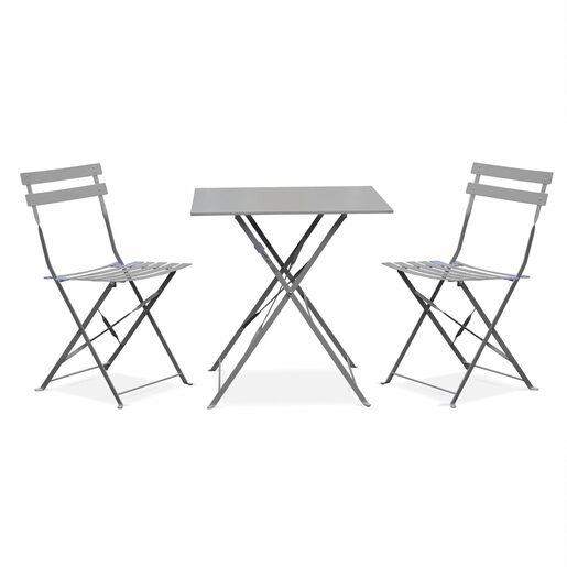 Koopman vrtni set sklopivi stol i 2 stolice svijetlosivi