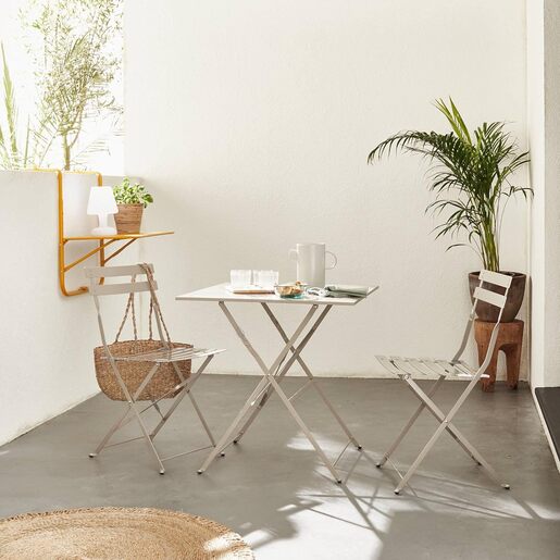 Koopman vrtni set sklopivi stol i 2 stolice svijetlosivi