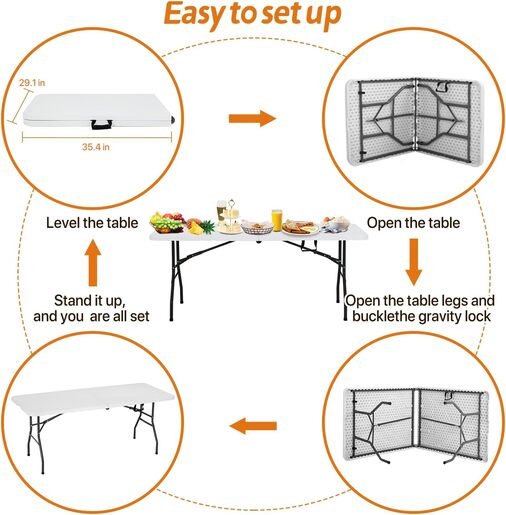 Koopman stol sklopivi 180x70x74cm bijeli