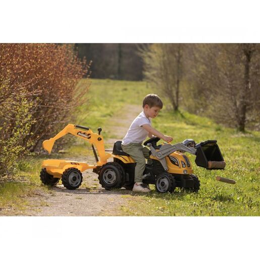 SMOBY dječji traktor Builder Max s bagerom i prikolicom na pedale