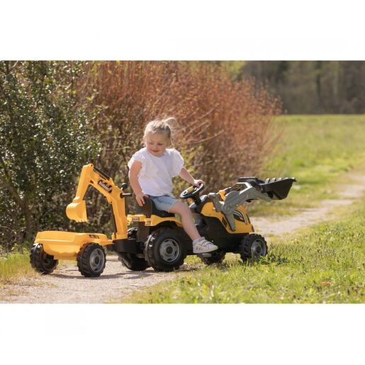SMOBY dječji traktor Builder Max s bagerom i prikolicom na pedale