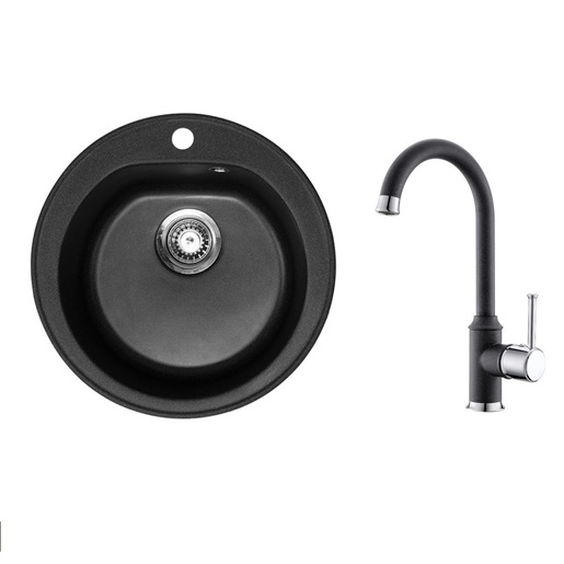 Metalac set sudoper xVenera + česma Arc N + sifon gratis / crna boja