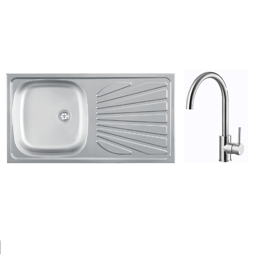 Metalac sudoper Luna Flex 1D Ø60  usadni  + česma Lara / inox boja