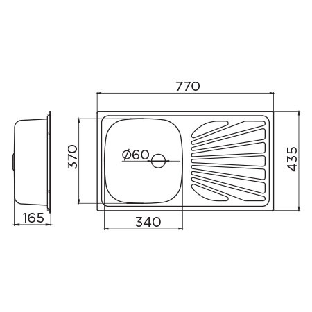 Metalac sudoper Luna Flex 1D Ø60  usadni  + česma Lara / inox boja