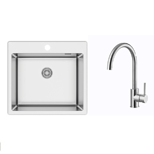 Metalac set sudoper Ideal 500 B + česma Lara + sifon gratis / inox boja